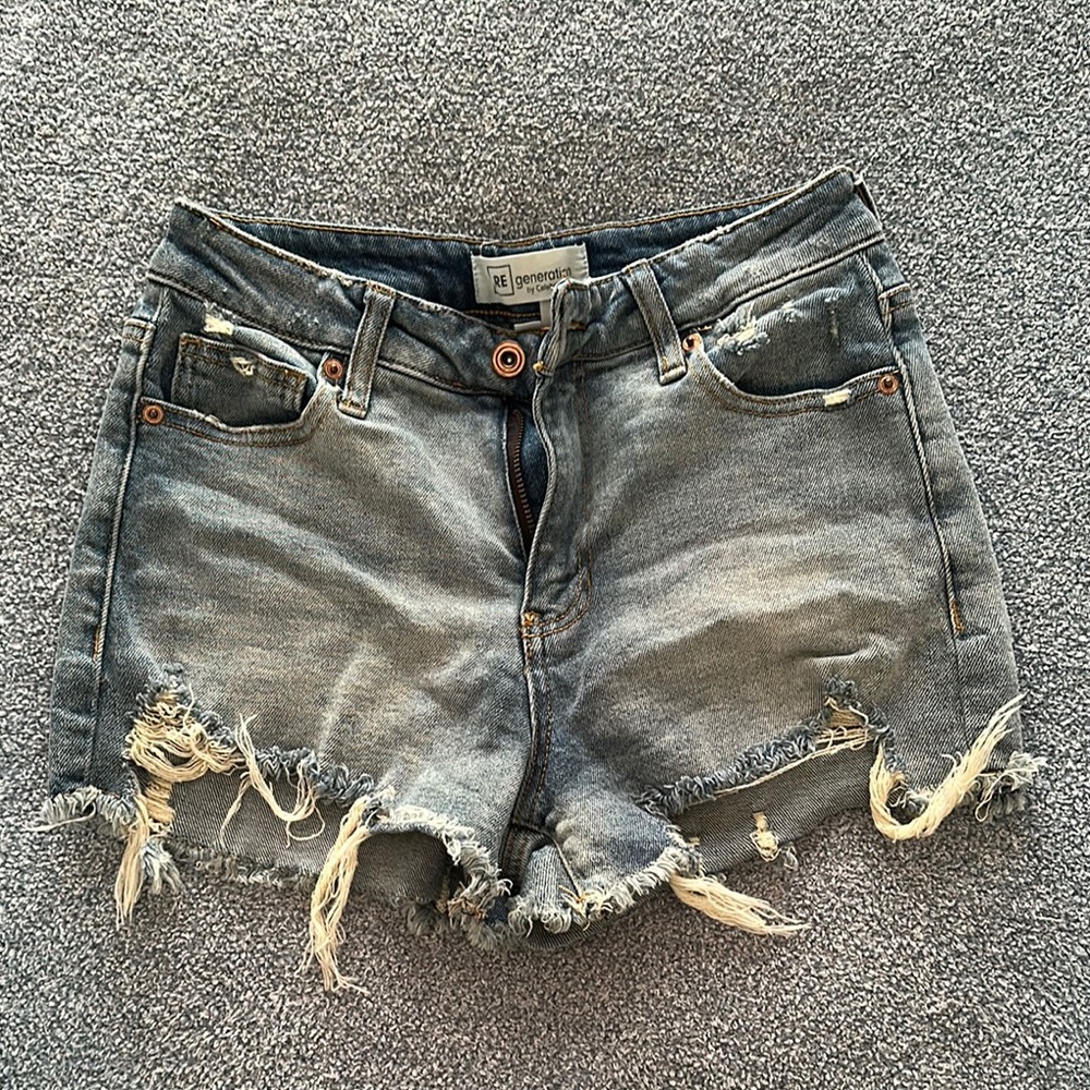 Distressed Jean Shorts with Raw Edges